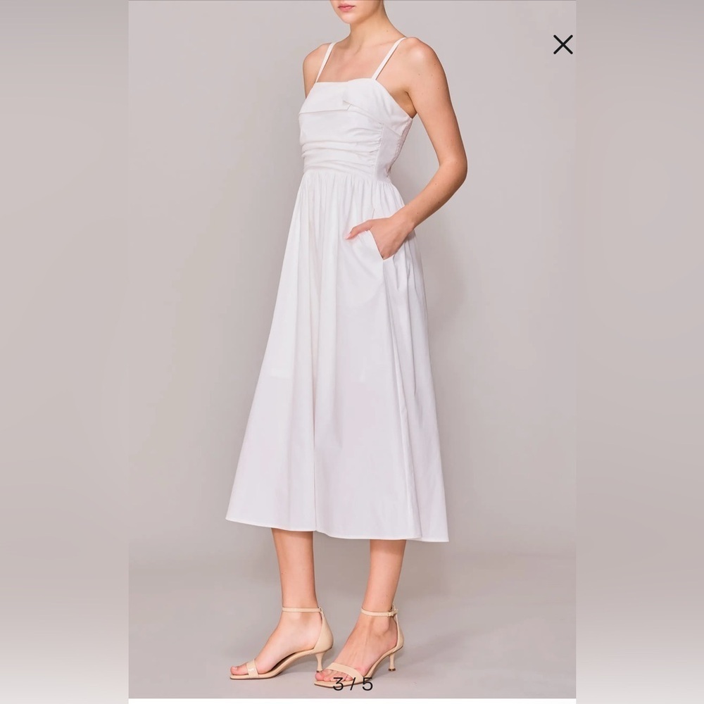 MELLODAY White Minimalist Cotton Midi Dress Size Large